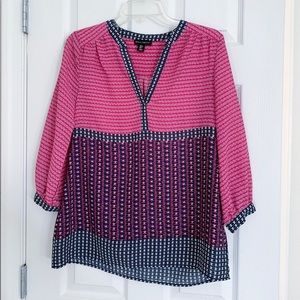 Pink and navy blouse